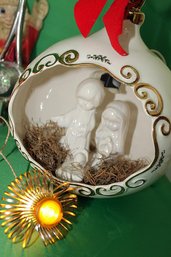 1986 Large Ceramic Nativity Table Ornament Shaped Holland Mold? Lighted