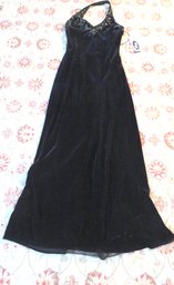 Lord & Taylor Velvet Halter Gown With Beaded Top