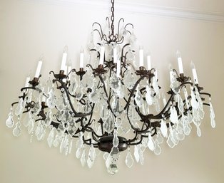 A Stunning And Large (4x4) Oil Rubbed Bronze And Rock Crystal Chandelier - Lowers On Hydraulic Lift