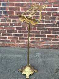 Lovely Vintage Solid Brass Music Stand - Adjustable From 37' To 50' - Very Nice Piece - Nice Quality Stand