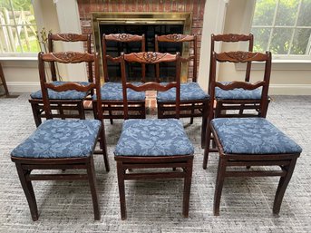 Louis Rastetter Solid Kumfort Carved Folding Chairs- Set Of 7