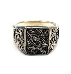 Amazing Sterling Silver Eagle Ornate Ring, Size 10.75