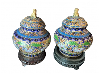 Pair Of Cloisonne Jars With Lid