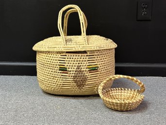 A  Nice Pair Of Compatible Woven Baskets