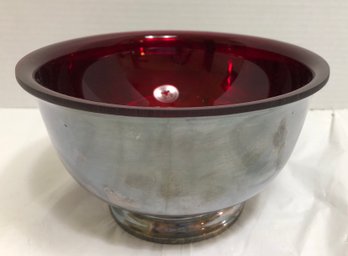 Webster Wilcox Silver Plate Bowl With Red Plastic Insert