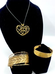 Goldtone Wire Jewelry Trio