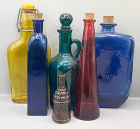 Lot 2 Of Vintage Colorful Glass Bottles