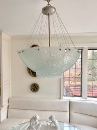 A Cirrus Contemporary Hand Blown Glass Chandelier - Kalco - Satin Nickel