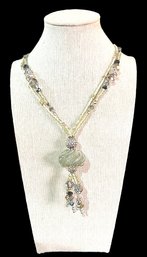Beautiful Sterling Silver Boho Beaded Large Ornate Pendant Necklace