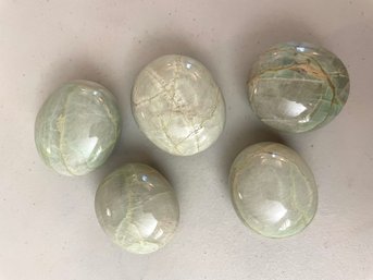 Five Green Moonstone Palm Stones, 12.1oz
