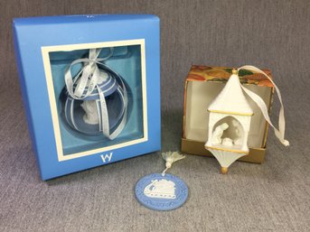 Group Of Three (3) WEDGWOOD Christmas Ornaments - All Appear Brand New - Appear To Be From 1990s - NICE !