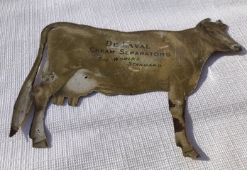 Early Circa 1930 DEVAVAL CREAM SEPARATER Die Cut Tin Miniature Figural Cow Advertising Premium