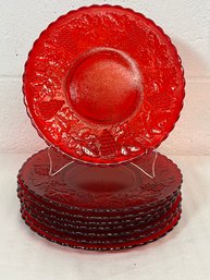 8pc Set Imperial Glass Vintage Grape Ruby Red Luncheon Plates 8 7-8' Sell $30ea