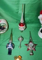 Lot Antique Blown Mercury Glass Christmas Tree Toppers & Ornament