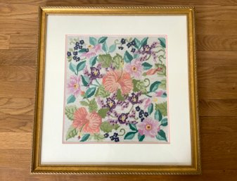 Framed Floral Needlepoint