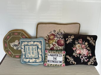 Lot Of 5 Needlepoint Pillows