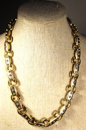 Designer Gold And Silver Toned Modernist Necklace Not Signed