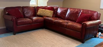 L Shape Burgundy Sectional With Pillows