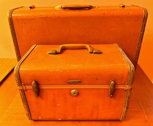 Set Vintage 1940s Samsonite Luggage Travel Cases With Silk Interior