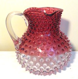 Fenton Hobnail Cranberry Two Tone Pitcher