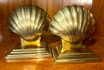 Beautiful Solid Brass Shell Bookends