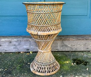 Vintage Wicker Boho Plant Stand