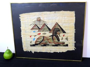 Framed Egyptian Papyrus Of The Great Sphinx Of Egypt