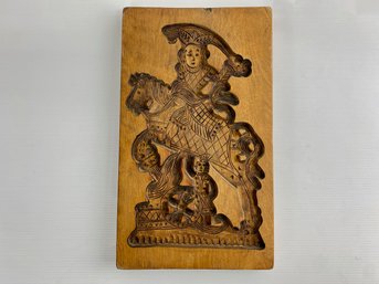 Vintage Carved Wood Cake Mold - A Figure