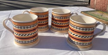 4 Signed Vintage Mochaware Mugs