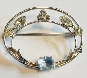 SIGNED LORAN SIM STERLING SILVER RHINESTONE BROOCH