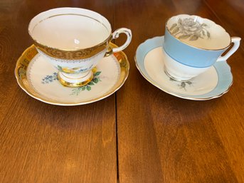 Duo Of English Porcelain Teacups & Saucers