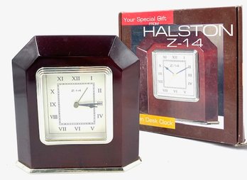 New Old Stock Wooden Desk Clock From Halston 2-14