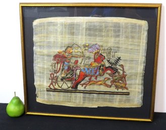 Painted Papyrus Of Egyptian King Tutankhamun Astride His Chariot Riding Into Battle