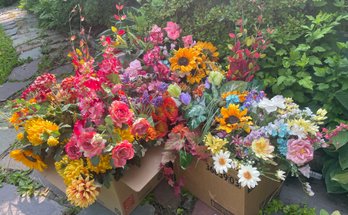 Three Big Boxes Of Silk Flowers