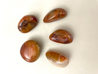 Polished Carnelian Agate Palm Stones, 12.1oz