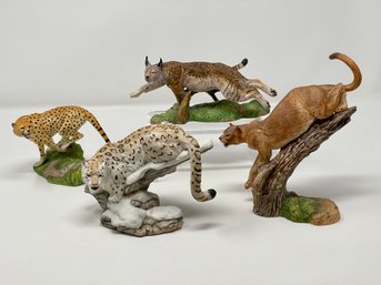 Franklin Mint The Great Cats Of The World ( Cheetah, Cougar, Spanish Lynx, Snow Leopard )