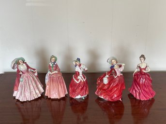 Lot Of 5 Royal Doulton Ladies In Red Figurines