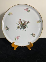AK Kaiser Bird Pattern, Porcelain Platter Wall Plate, Gold Rim