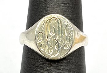 Vintage Sterling Silver Monogrammed Ring, Size 6