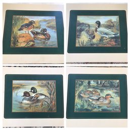 Set Of Four Folding Duck Themed TV Trays And Holding Rack
