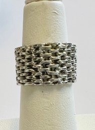 VINTAGE STERLING SILVER SOLID MESH FORM RING