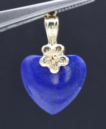 Stunning Blue Lapis Lazuli Heart & 14k Yellow Gold Pendant