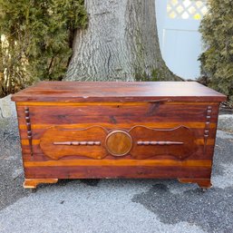 Vintage Cedar Storage Trunk On Casters