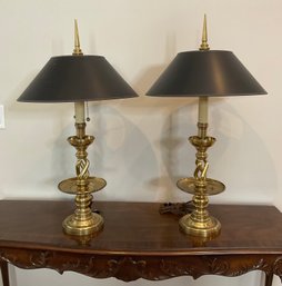 Pair Of Vintage Ornate Candlestick Lamps