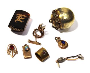 Lot Victorian Bits Mostly Gold Some Having Tiny Diamonds Scrap Mostly