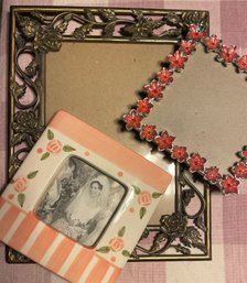 Lot Of 3 Floral Photo Frames