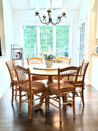 Country Style Pine Table & Six Prince Of Wales Chairs