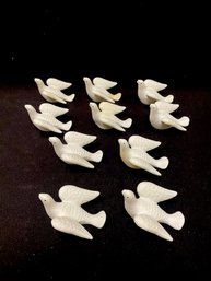 Set Of 10 Ceramic Dove Placecard Holders