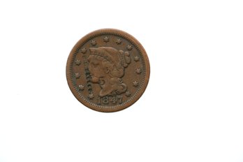 1847 Counter Stamped Large Cent Penny