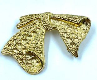 Vintage Signed AAI Goldtone 1980s Bow Brooch